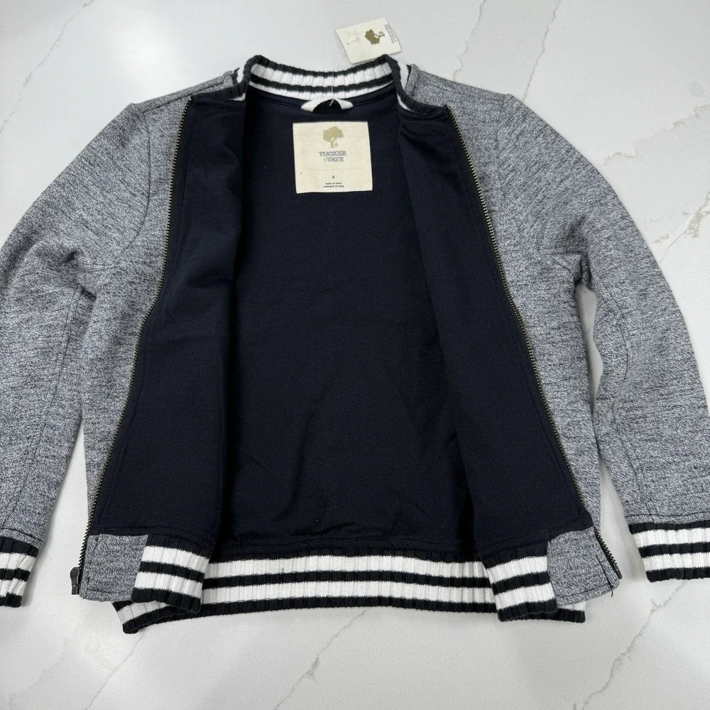 Tucker‎ + Tate Soft Knit Full Zip Jacket Boys 6 Gray Black White Back to School